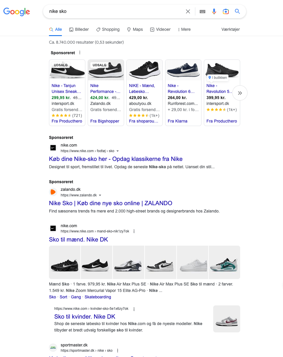 Nike sko Google søgning